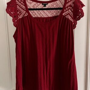 Torrid Burgundy Lace Accent Blouse